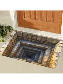 1 Piece Of 40 * 60cm Optical Illusion Door Mat - Indoor And Outdoor 2D Flat Welcome Blanket | Machine Washable | Front Door, Entrance, Bedroom Decoration | Essential For Home Decoration - 鏽棕色 - 查看 1