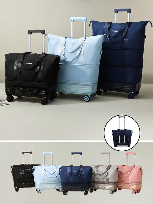 Sac de voyage pliable à roulettes, grande capacité pour vêtements, roues et poignée amovibles, sac de week-end, sac de nuit, sac de bagage, housse portable, sac à roulettes, sac pour court voyage d'affaires, sac de maternité de voyage en tissu Oxford, convient pour les voyages, les vacances, la rentrée scolaire, le tourisme, le dortoir, le sac d'étudiant du collège/lycée, accessoires scolaires