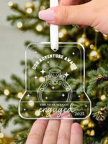 The Year We Got Engaged 2025, Christmas Acrylic Ornament,Bridal Wedding Decorations, Engaged Ring Couple Ornament, Romantic Couple Gifts, Engaged Couples Gifts, Christmas Tree Hanging Ornament,Wedding Home Ornament, Engagement Gifts For Couples 2025, Wedding Decor Newlywed Gift For Couples Home Decor Christmas Decorations Room Decor