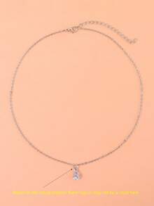 1 件浪漫优雅水晶泪珠吊坠项链，适合送给妈妈、朋友、女朋友的多功能礼物（附带卡片包装） - 銀色 - 查看 6