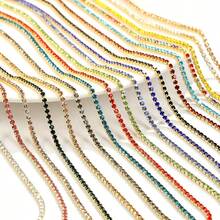 1m/5m (39.37in/196.85in) Colorful Rhinestone Chain, Crystal Rhinestone Dense Chain, Gold Base Copper Claw Hand-Sewn Embroidery Trim, DIY Clothing, Wedding Dress Decoration, Glass Rhinestone Jewelry Accessories, Multiple Colors Available - Multicolor - View 12