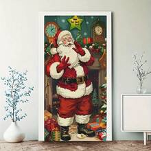 2D Door Hanging Decor - Large Santa Claus With Gift Christmas Door Hanging Decor, Made Of Polyester Fiber, No Power Source Required, Suitable For Most Doors, Holiday Home Decor, Best Choice For Easy Hanging, Christmas Decoration