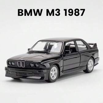 RMZCITY 1:36 Scale Diecast BMW M3 1987 Alloy Car Model, White/Black, Rear-Wheel Drive, Smooth Gliding, Openable Doors, Detailed Replica, Toy For Boys/Girls, Collectible & Decor, Christmas/Halloween/Birthday Gift