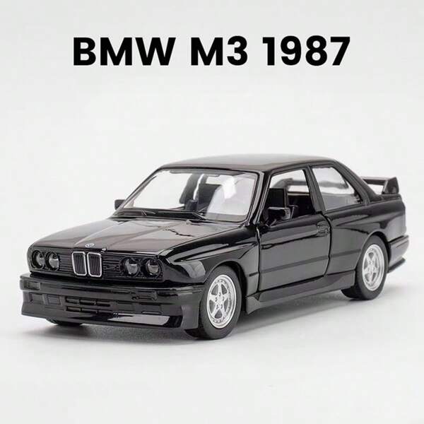 BMW 1:36 Scale Diecast BMW M3 1987 Alloy Car Model, White/Black, Rear-Wheel Drive, Smooth Gliding, Openable Doors, Detailed Replica, Toy For Boys/Girls, Collectible & Decor, Christmas/Halloween/Birthday Gift
