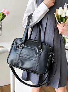 Geantă de umăr drăguță de înaltă calitate, stil universitar