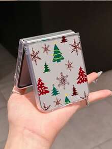1 pieza Funda plegable para teléfono con elemento de árbol de Navidad, elegante, simple, con efecto esmerilado y lindo, que puede proteger y prevenir caídas: Galaxy Z Flip 3/Z Flip 4/Z Flip 5/Z Flip 6/Z , OPPO Find N3 Flip, Razr 50 Ultra, Razr 60 Ultra, Razr 60, Razr 50, MIX Flip