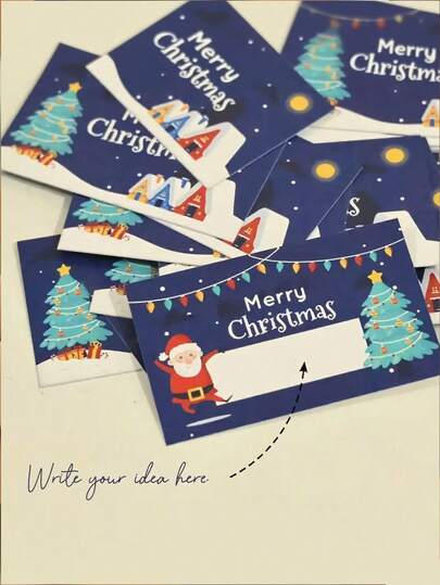 33pcs/11pcs Christmas Scratch-Off Cards With Santa Claus Patterns, Holiday Scratch-Off Reward Cards, Customizable DIY Gift Tags, Bright Patterns, Glossy Design, Suitable For Party Giveaways, Group Exchanges, Holiday Themed Scratch-Off Stickers, Christmas Decoration Accessories