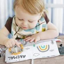 耐用的青少年布书，带 3D 尾巴 - 互动、耐咬、发声，适合早期学习和认知发展 - 完美的青少年礼物，灰色/白色 - 彩色 - 查看 4