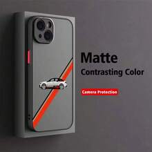 Un elegante coche de línea artística para las series Apple 16, 15, 14, 13, 12, 11, 8,, XR, XS, Pro, y Plus, con una funda de teléfono de TPU suave transparente mate. - Colores mixtos - Ver 5