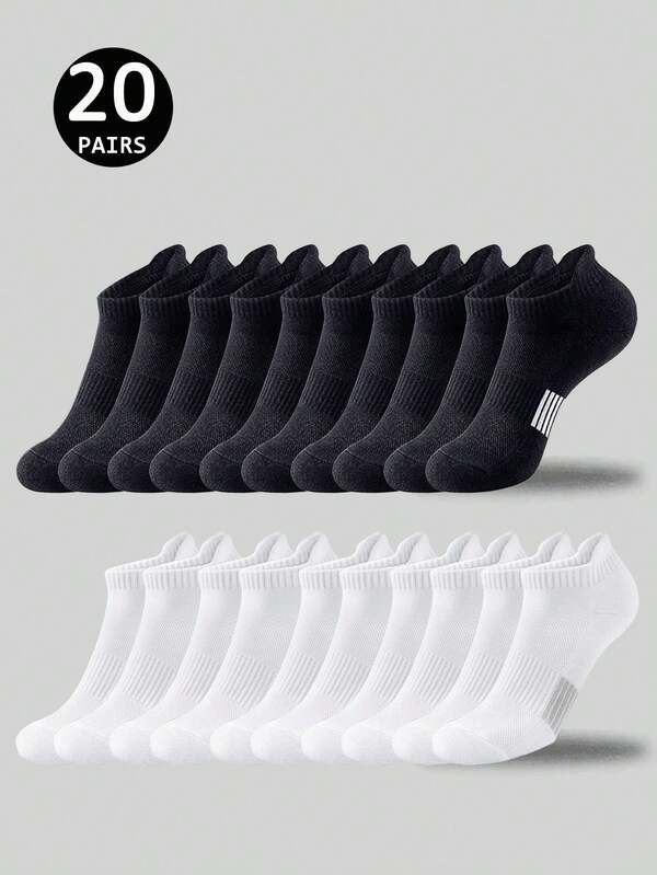 5/10/20 pares de calcetines de tobillo a rayas negras y blancas, calcetines cortos cómodos