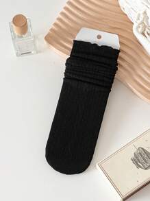 1 双女式白色网眼蕾丝荷叶边踝袜，适合日常、派对、俱乐部穿着