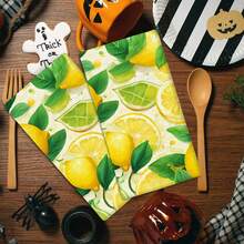 2/4 Paños de cocina con estampado de limón, paños de microfibra súper absorbentes y modernos, paños de té para cocinar y hornear, trapos de limpieza, toallas de mano, muy suaves y absorbentes, decoración de cocina, regalos para vecinos, madres, cumpleaños, inauguración de la casa para amigos, artículos esenciales de cocina, necesidades diarias