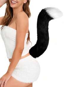 1 pieza Conjunto de cola de gato de simulación hecho a mano, accesorios lindos de gata japonesa estilo zorro, cola de cosplay, accesorios de disfraz, Halloween
