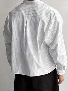 Men's Single-Breasted Casual/Commute Striped Short Sleeve Shirt - White - View 3