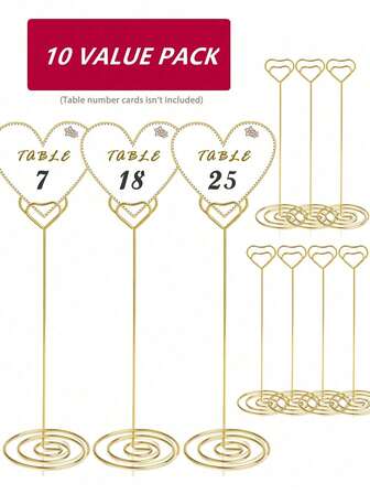 10Pcs, 8.75 Inch/22 Cm Tall Table Number Holders - Multiple Clip Styles - Photo Clip Place Card Holder,Table Number Stands, Price Tag Holder, Photo Holders, Exquisite Quality, Durable And Sturdy For Wedding Party, Festival, Holiday, National Day, Valentine's Day, Graduation, Reception, Restaurant, Family Gathering, Tea Party, Office Memo, Tarot Card Reading, Home Centerpiece, Decorations Display.