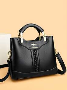 奢华设计师多层女士手提包 2025 高品质软皮邮差包女士单肩斜挎包 - 黑色 - 查看 3