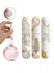 2/4/5pcs Floral Pendant Perfume Spray Bottle, Marble Flower Pattern Perfume Bottle With Key Chain, Women's Crossbody Bag, Handbag Decorative Pendant, Mini Perfume Dispensing Tool, Birthday Gifts For Family And Friends, Holiday Gifts, Portable For Travel 5ML - 彩色 - 查看 8