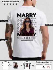 Custom Personalized T-Shirt, Men's Sport T-Shirt, Breathable, Christmas Gift, - Add Texts/Numbers O Design Your Own Personalized Printed T-Shirt - White - View 1