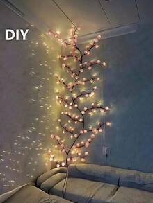 1条2.3米长144颗LED粉色樱花藤蔓灯,USB供电,8种闪烁模式,柔软可弯曲,适用于家居装饰/仙境花园/房间装饰/墙面装饰/庭院装饰/节日派对/游戏室/办公室装饰 - 彩色 - 查看 9