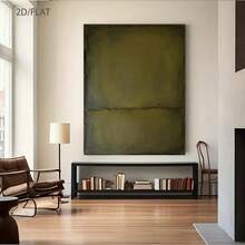 1Pc 2D Flat Abstract Olive Green Minimalist Textured Canvas Wall Art,Prints,Posters,Wall Decor,Wrapped Framed Canvas Print,Home Decor,Living Room Office Dorm Wall Decor,2D Flat Printed,No 3D Effect,Not Oil Painting Framed Ready To Hang,Olive Green - màu xanh lá - Xem 1