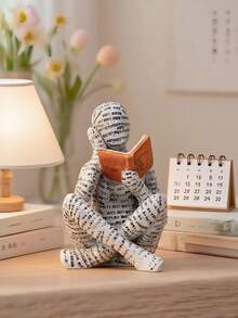 Pulp Reading Women Figurine Thinker Statue Decor Modern Figurines Abstract Aesthetic Sculpture For Home Decoration Living Room Office Bookshelf Shelf Table