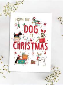 1 pieza Tarjeta de Navidad con sobre - Diseño de perro lindo "Del perro en Navidad" - Tarjeta de felicitación festiva para familia, amigos y parejas - Multicolor - Ver 6