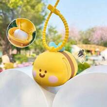1 Cute Bee Earphone Storage Bag & Coin Purse - Anti- Portable Earphone Keychain, Suitable For Travel - Yellow And Blue Available - Ideal Gift For Tech Enthusiasts - Bee - View 2