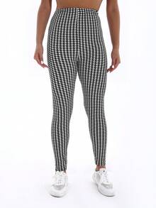 秋冬新款休闲女式高弹紧身裤，黑色线条图案，白色条纹印花，柔软舒适的羊毛裤，适合居家、运动、塑形、拉伸、提臀、不对称图案、户外、旅行、散步、购物、健身房、跑步、运动、工作、街头、音乐节、派对、礼物、长裤 - 彩色 - 查看 4