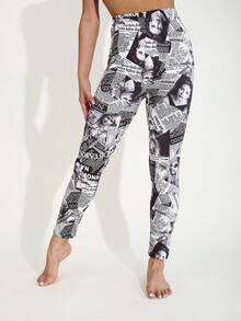 秋冬新款休闲女式高弹紧身裤，黑色线条图案，白色条纹印花，柔软舒适的羊毛裤，适合居家、运动、塑形、拉伸、提臀、不对称图案、户外、旅行、散步、购物、健身房、跑步、运动、工作、街头、音乐节、派对、礼物、长裤 - 彩色 - 查看 63