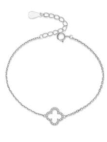 Conjunto de pulseras de mujer con trébol de cuatro hojas con incrustaciones de circonita, estilo europeo y americano a la moda, adecuado para múltiples ocasiones, se puede apilar, también adecuado como regalo para amigas y novias