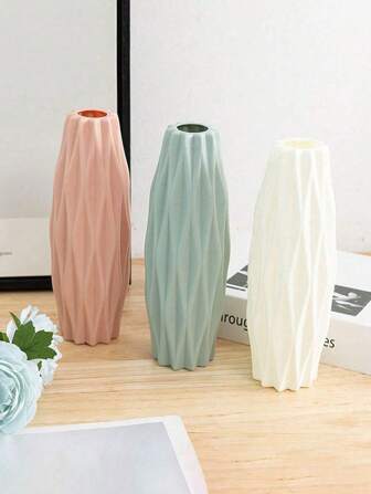 1 件创意几何花瓶，家居装饰花束花瓶，仿陶瓷塑料花瓶，适用于客厅、卧室、办公室、节日派对装饰