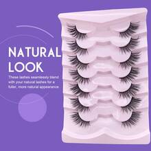 7pcs/10pcs Transparent Stem Half-Strip Eyelashes, Natural Cat Eye Makeup, Extended Tail Lashes, Fluffy Soft Faux Mink Lashes, Natural Makeup, Suitable For Daily Makeup, Beauty Blogger Makeup YP003 - Black - View 2