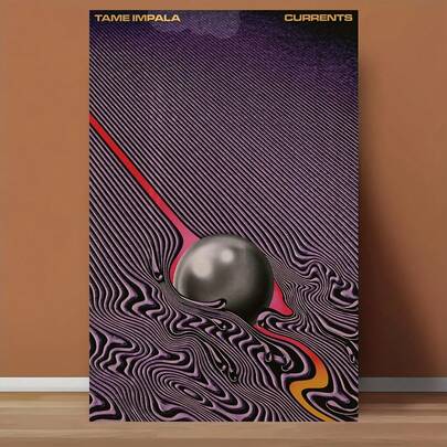 1pc Tame Impala "Currents" Borderless Canvas Wall Art Poster - 12x18 Inches, Music-Themed Decorative Print With Vibrant Purple & Red Album Cover Design, Modern Home Or Office Decor