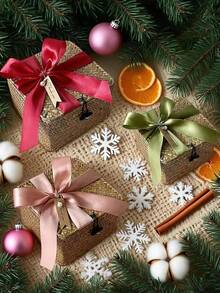 1pc Handmade Woven Gift Box, Rectangular/Square Creative Candy Box, Woven Gift Box With Lid, Gift Box With Tag And Ribbon, Gift Box For Presents, Holiday Gift Packaging Box, Christmas Decoration - Multicolor - View 2