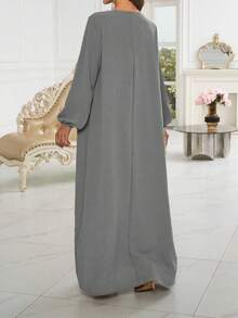 1pc Soft & Breathable Loose Casual Abaya Dress, Suitable For Muslim Women's Daily Wear, Applicable For Spring, Summer, Autumn - Multicolor - View 32