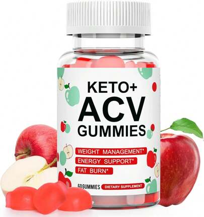 Keto ACV Gummies For Weight Loss, Apple Cider Vinegar Gummie For Rapid Fat Burning, Detox & Immune Support, Gluten-Free & Sugar-Free Gummies For Women & Men, 60 Count