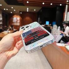 US Flag Red Sports Car Phone Case, Personalized Compatible With Iphone 16 Pro Max, 15, 14 Plus, 13, 12, 11 Protective Cover - Colored Silver Frosted Transparent Frame - View 5