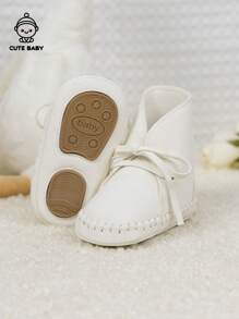 新生儿蝴蝶结系带踝靴，厚实保暖防滑鞋底，学步前鞋，秋冬款