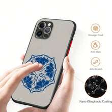 Funda de Teléfono Transparente Mate con Impresión de Patrón de Círculo Azul para Apple 14 13 8 SE Pro Plus Mini - Colores mixtos - Ver 4