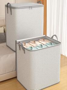 Large Foldable Clothes & Bedding Storage Box - Top-Open Design, Durable Organizer Box, Space-Saving Collapsible Storage Container, Suitable For Closet, Under Bed, Travel - For Storing Clothes, Bedding, Seasonal Decor - With Carry Handle, Suitable For Home Moving, Hotel Use, Neutral Color, Sturdy Side Panels, Suitcase-Style