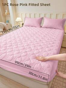 1pc Fitted Sheet, Bedding, Bed Sheet, Waterproof  Fitted Sheet, Skin-Friendly Mattress Cover, Soft And Comfortable Bedding For Bedroom, Room Decor, Halloween Decor, Christmas Decoration, 11.8 Inch Deep Pocket Cooling Breathable Quilted Fitted Sheet For All Seasons, For Single, Twin, Full, Queen And King Size, Solid Color Mattress Protective Cover, Dustproof, Comfortable And Machine Washable - 彩色 - 查看 42