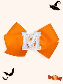 1个5英寸26颗A-Z珍珠字母个性化发夹，适合女孩，可作马尾辫发圈，适用于节日派对、毕业典礼、开学第一天、课堂等场合。 - 橘色 - 查看 18