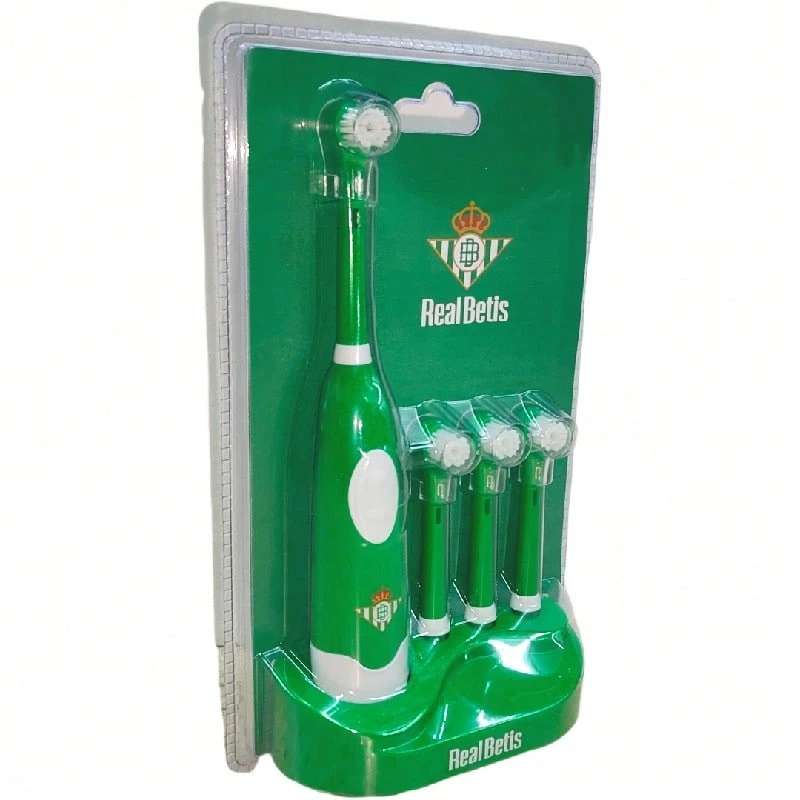 Real Betis Balompié 電動牙刷採用 AA LR6 電池（不含電池），全新格式，適合送禮和任何場合，官方原廠保證 - CEPILLO DE DIENTES BETIS - 查看 1