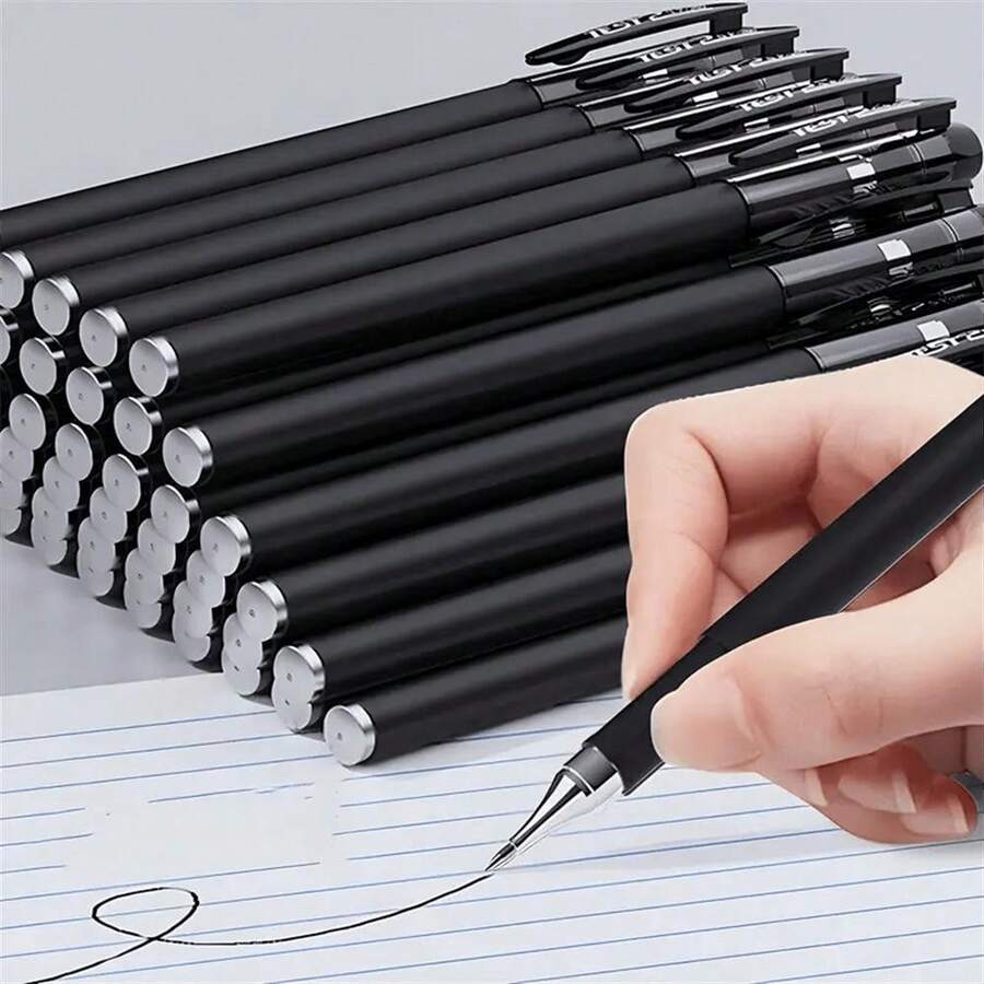 5pcs Quick Dry Ballpoint Pens, 0.5mm Tip, Black Ink - Smooth Writing, Ultra-Dry, With Pocket Clip Design, Perfect For Signing, Office & School Use, Home Decor, Party & Christmas Storage - 黑色 - 查看 1