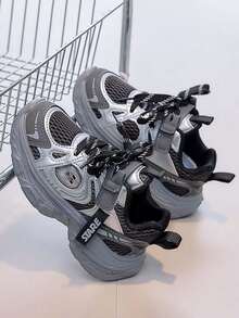 1 Pair Spring/Autumn New Breathable Mesh Children's Sports Shoes, Girls' Lightweight Casual Chunky Sneakers, Boys' Anti-Slip Running Shoes, Style