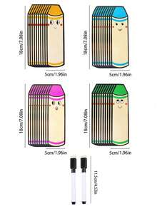 BELLKIDS 10 Pcs, Double-Sided Erasable Cards, Four Colors, Pencil Shaped Blank Cards, DIY Cards, Pencil Drawing Cards, Lucky Cards, Cognitive Game Props, Suitable For Classroom, Home, Student Stationery, Teaching Aids