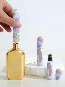 2/4/5pcs Floral Pendant Perfume Spray Bottle, Marble Flower Pattern Perfume Bottle With Key Chain, Women's Crossbody Bag, Handbag Decorative Pendant, Mini Perfume Dispensing Tool, Birthday Gifts For Family And Friends, Holiday Gifts, Portable For Travel 5ML - 多色 2 - 查看 3