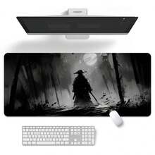 Oversized Watercolor Samurai Mouse Pad, Gaming Desk Mat, Large Keyboard Pad, Washable, Rubber Non-Slip Bottom, Stitched Edges, Gift Mouse Pad, Desk Protector, Study Pad, Multiple Sizes Available, Computer Keyboard Mat, Laptop Pad Desk Accessories Office Supplies Office Office Desk Accessories Mousepad Mouse Pad For Desk - Ink Warrior - View 12