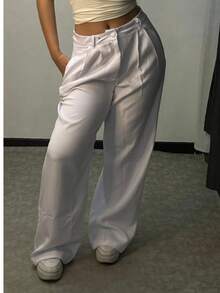 Wide Leg Tailored Pantolon Pants - trắng - Xem 2