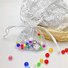10/50PCSSnowflake Multi-Color Osa Bags, Gift Packaging Bags, Gift Bags, Home And Daily Necessities, Festival And Party Supplies, Wedding Supplies, Table Gift Decoration Packaging, Nylon Bags, Jewelry And Accessory Packaging, Gift Hanging Bags - White Hot Silver - View 7